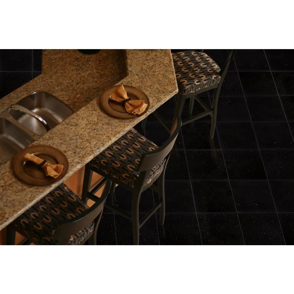 MSI Black Galaxy 12 in. x 12 in. Polished Granite Stone Look Floor and Wall Tile (10 sq. ft./Case)