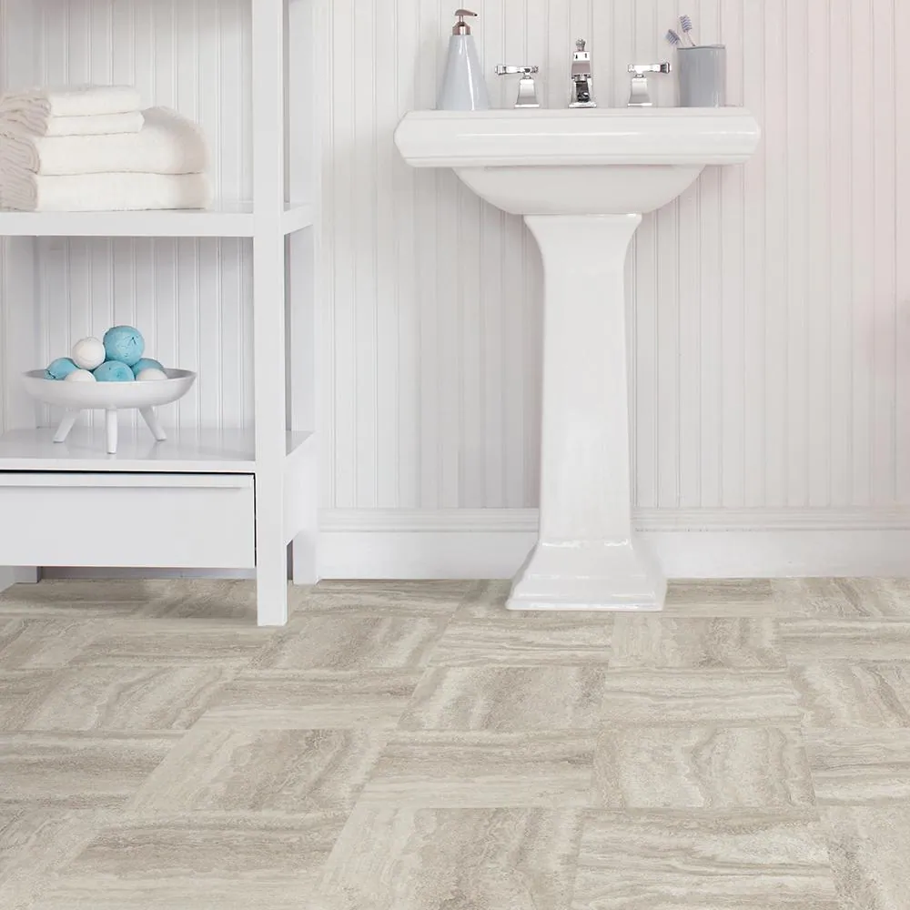 FloorPops Platinum 12 in. W x 12 in. L Grey Peel & Stick Vinyl Tile Flooring (20 sq. ft./case)