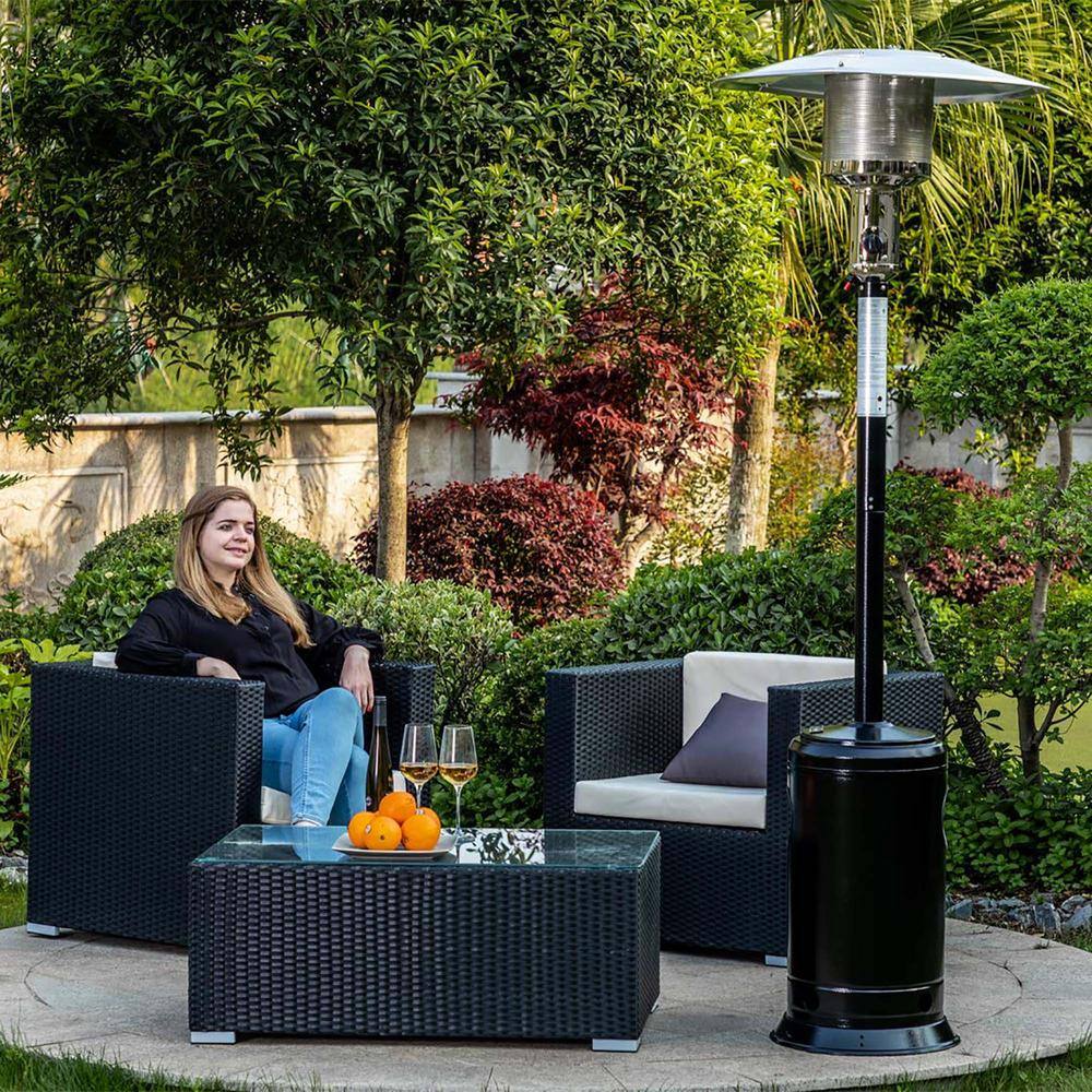 Sireck 47000 BTU Commercial Residential Rust Resistant Wheels Black Patio Heater