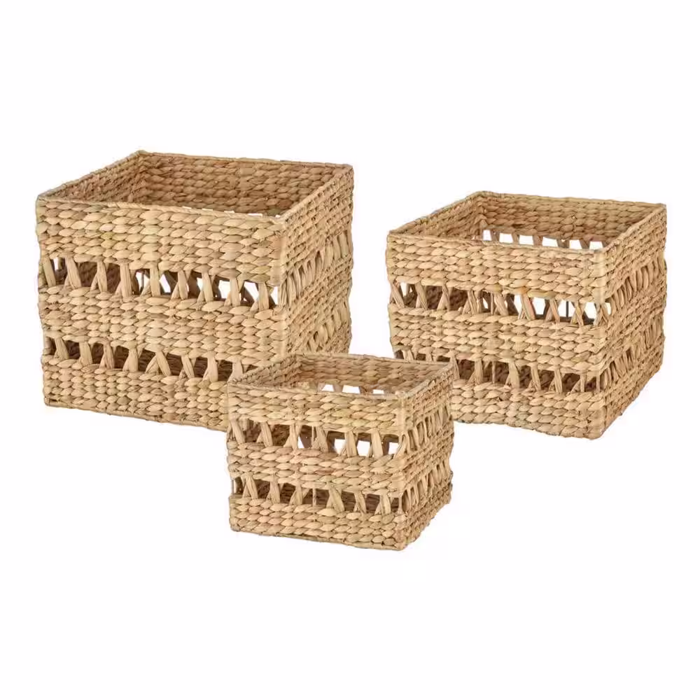 StyleWell Wicker Cube Storage Baskets (Set of 3)