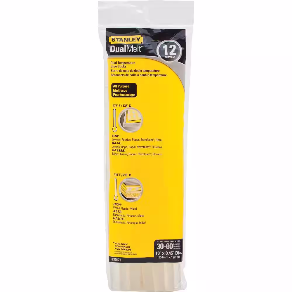 Stanley 7/16 in. x 10 in. Dual Temp Glue Sticks (12 Pack)