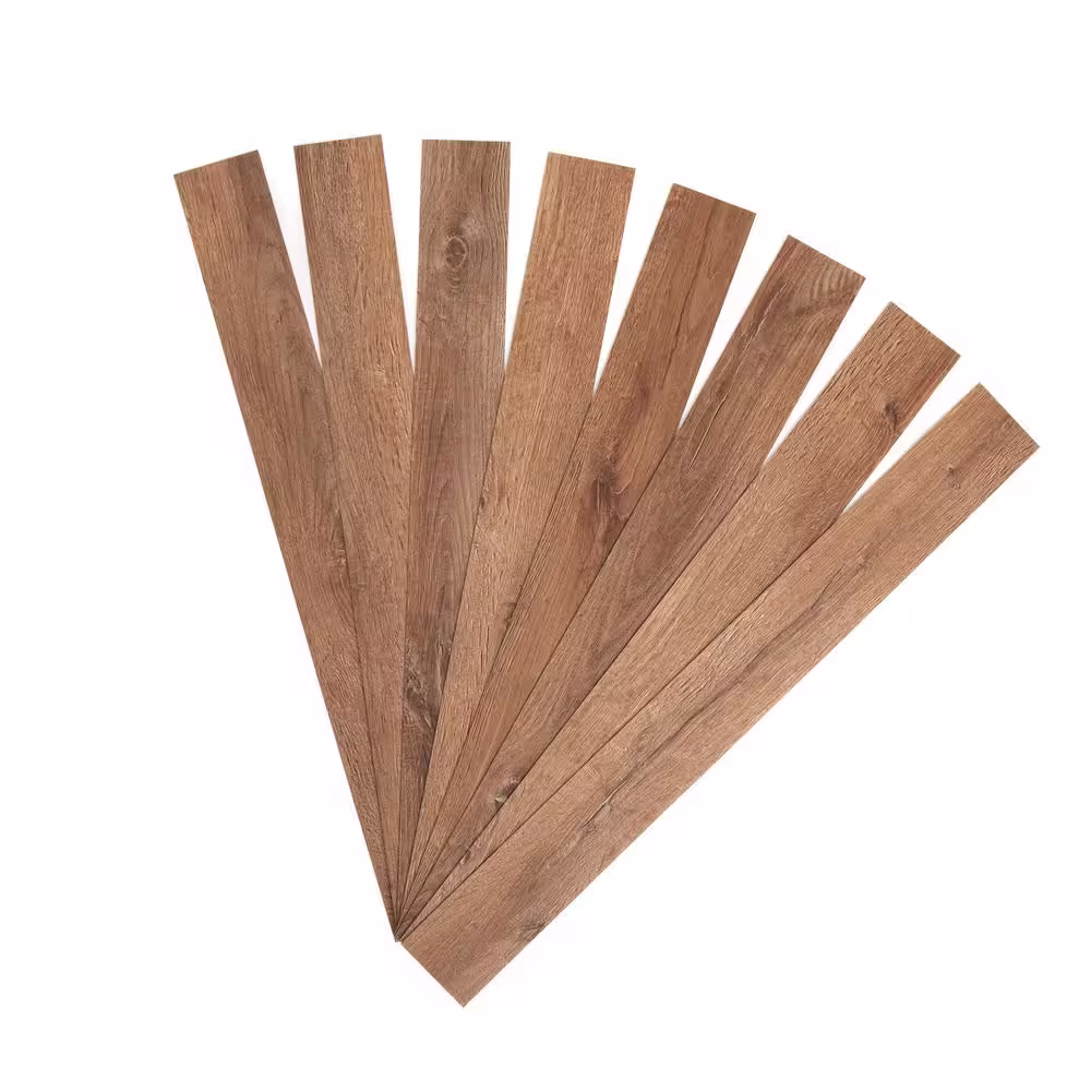 Nance Carpet and Rug E-Z Wall Barnwood 6 MIL x 4 in. W x 36 in. L Peel and Stick Water Resistant Luxury Vinyl Plank Flooring (20 sqft/case)