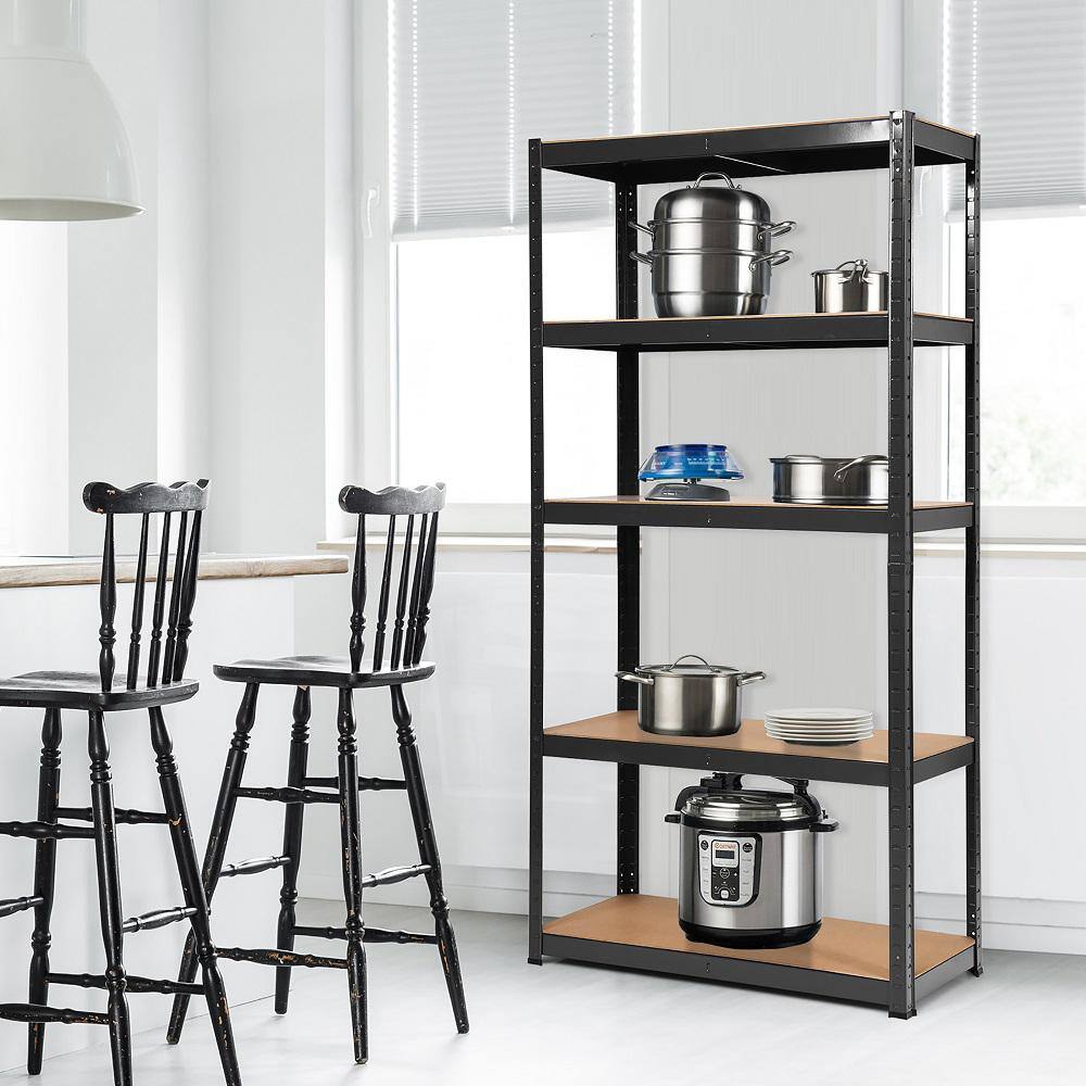 Costway 2PCS Black 5-Tier Heavy Duty Steel Garage Storage Shelving Unit Adjustable 36