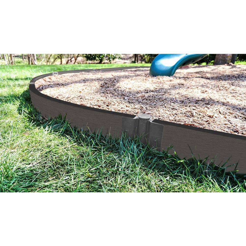 Frame It All Weathered Wood Composite Curved Playground Border Kit 64 ft. - 2 in. Profile