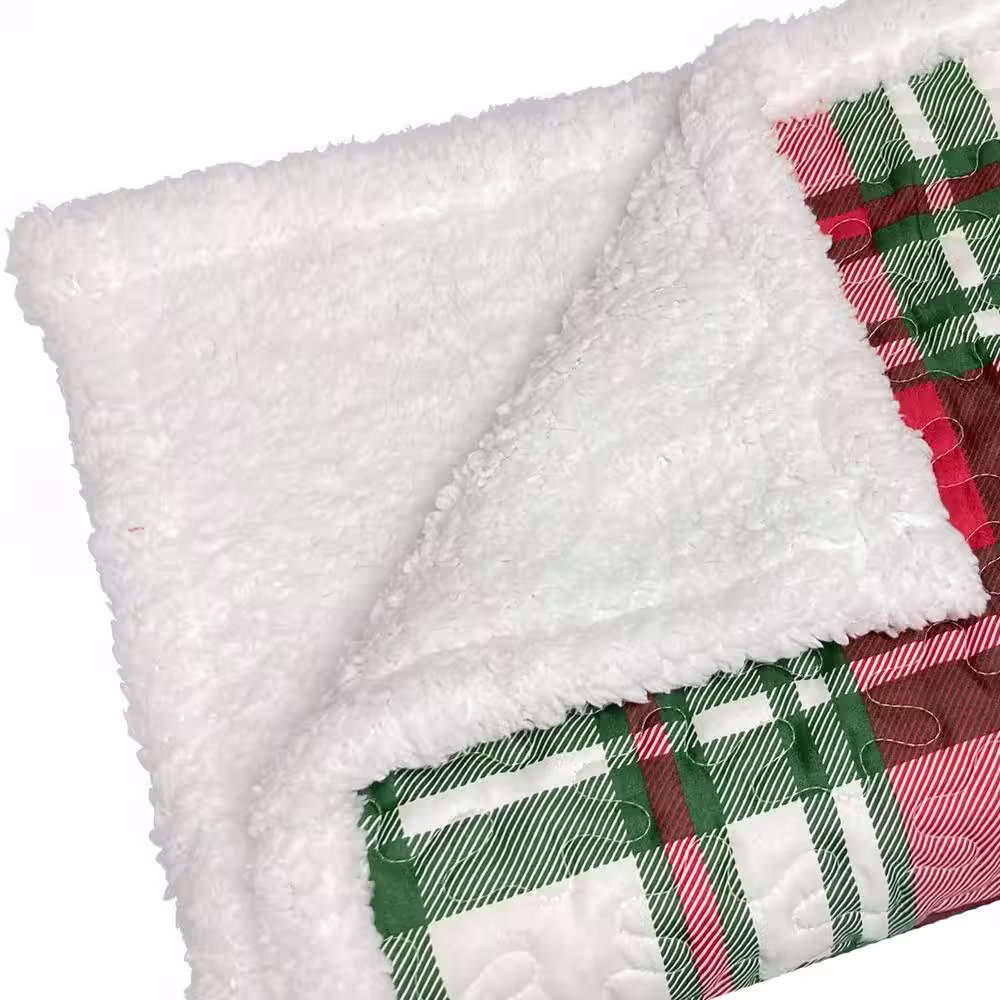 Harper Lane Carol Plaid Red Sherpa Throw Blanket 50 in. x 60 in.