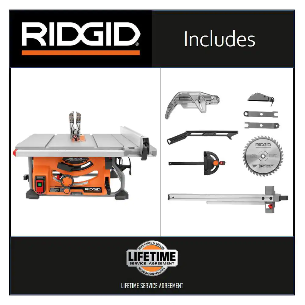RIDGID 15 Amp 10 in. Portable Jobsite Table Saw (No Stand)