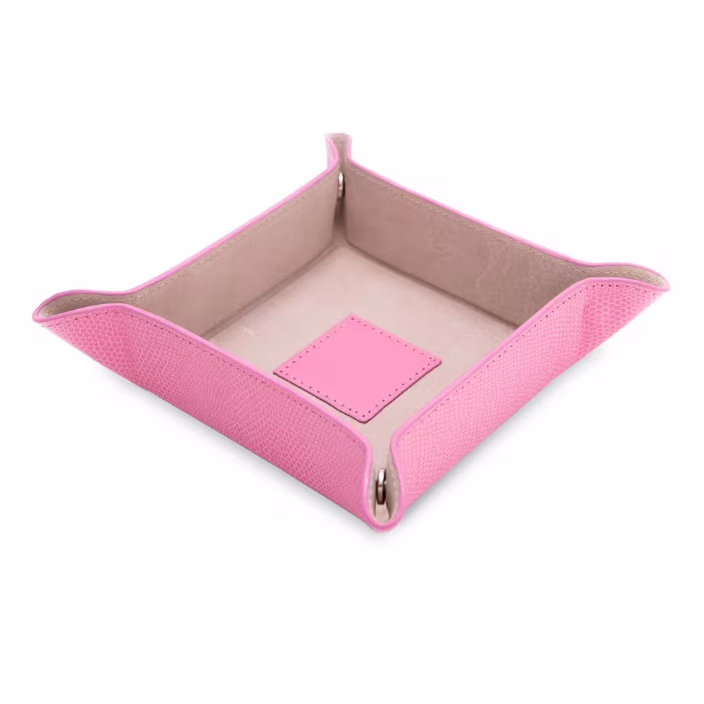 BEY-BERK Pink Lizard Leather Snap Valet
