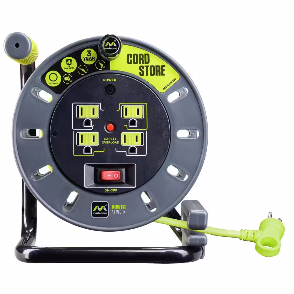 Masterplug 3 ft. 14/3 Extension Reel with 4-Outlets