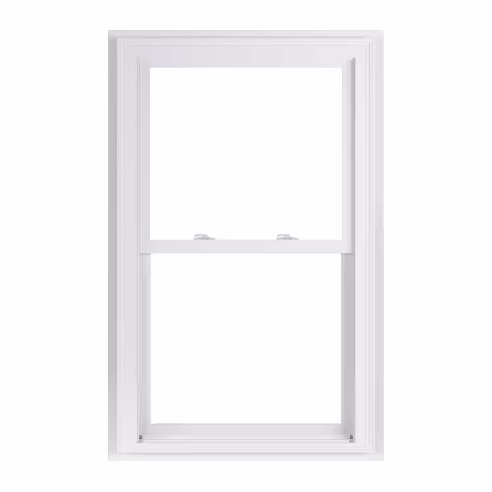 American Craftsman 29.75 in. x 48.75 in. 70 Series Low-E Argon Glass Double Hung White Vinyl Fin with J Window, Screen Incl