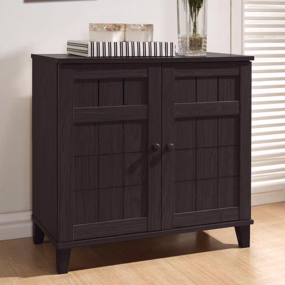 Baxton Studio 28.1 in. H x 29.6 in. W Wood Shoe Storage Cabinet