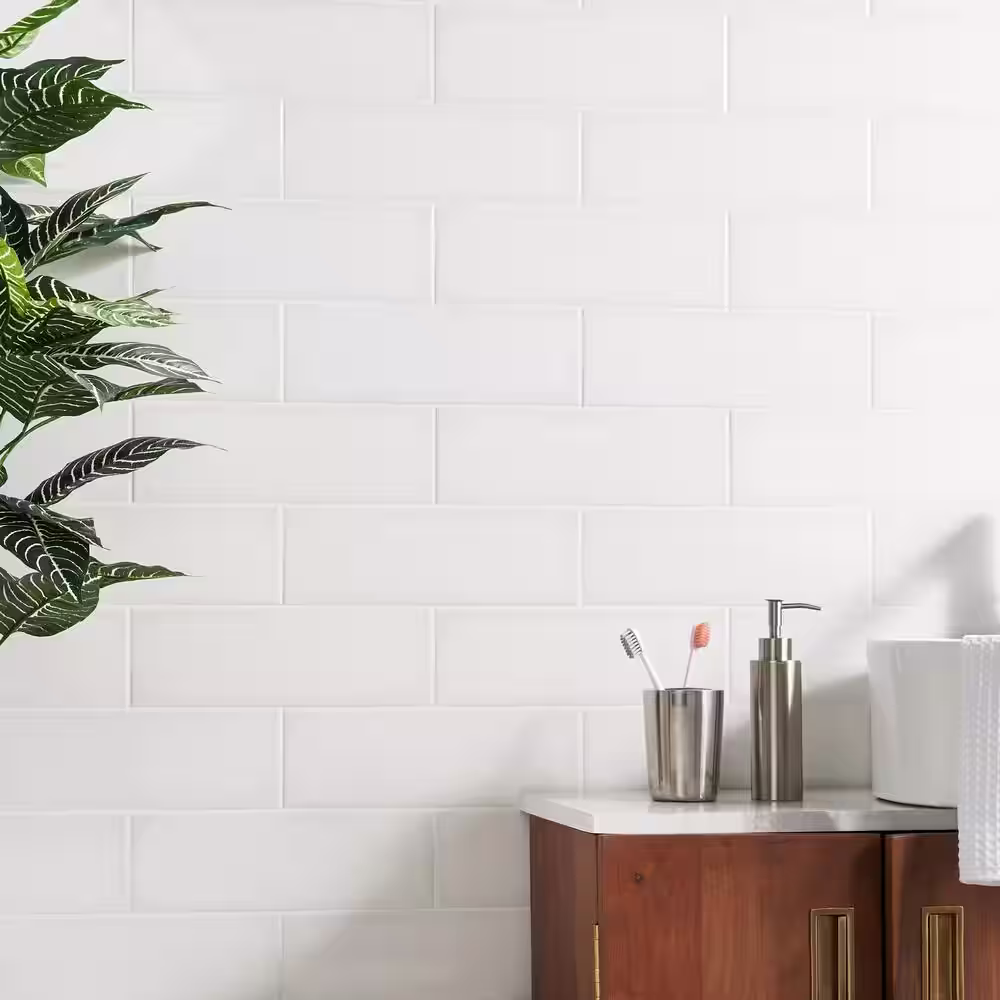 Ivy Hill Tile Remington White 3.93 in. x 11.81 in. Polished Porcelain Wall Tile (13.55 sq. ft./Case)