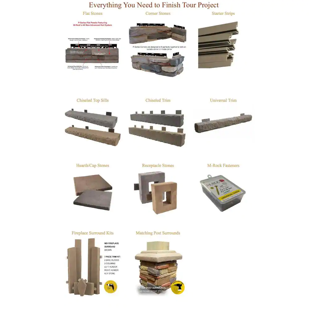 M-Rock P-Series 5 in. x 20 in. Nottoway Ledge Stone Concrete Stone Veneer (4.9 sq. ft./bx)