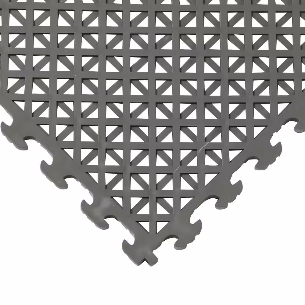 Norsk Multi-Purpose 18.3 in. x 18.3 in. Dove Gray Commercial PVC Garage Flooring Tile with Vented Drain Pattern (6-Pieces)