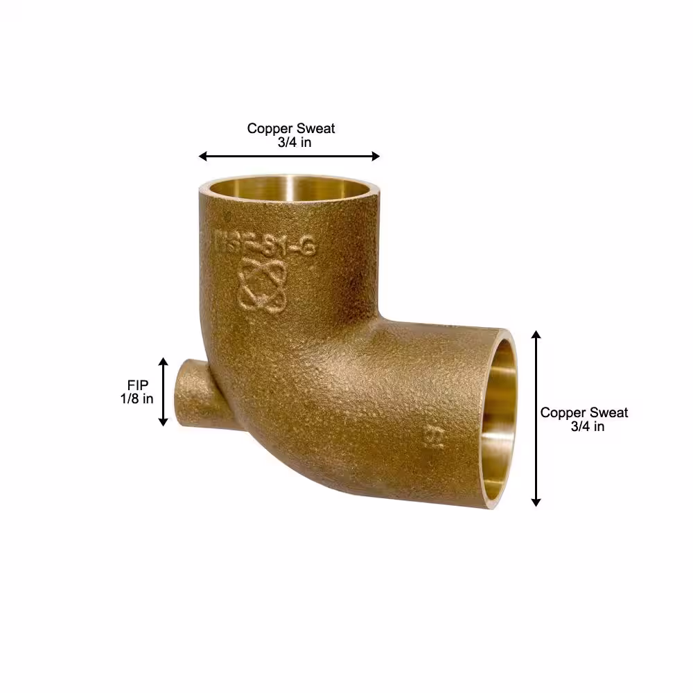 Everbilt 3/4 in. x 1/8 in. x 3/4 in. Forged Bronze Lead-Free Cup x FIP x Cup Baseboard Tee Fitting
