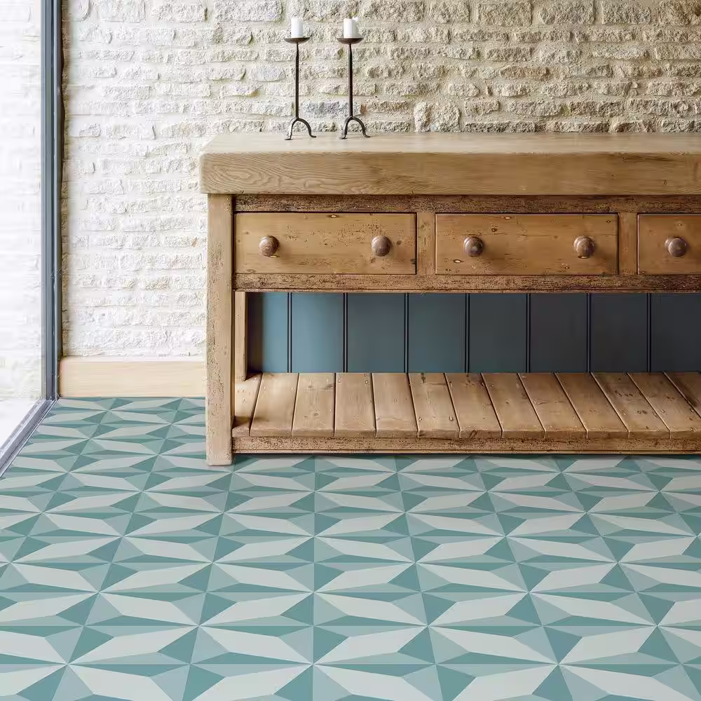 FloorPops Topaz 12 in. W x 12 in. L Blue Peel & Stick Vinyl Tile Flooring (20 sq. ft./case)