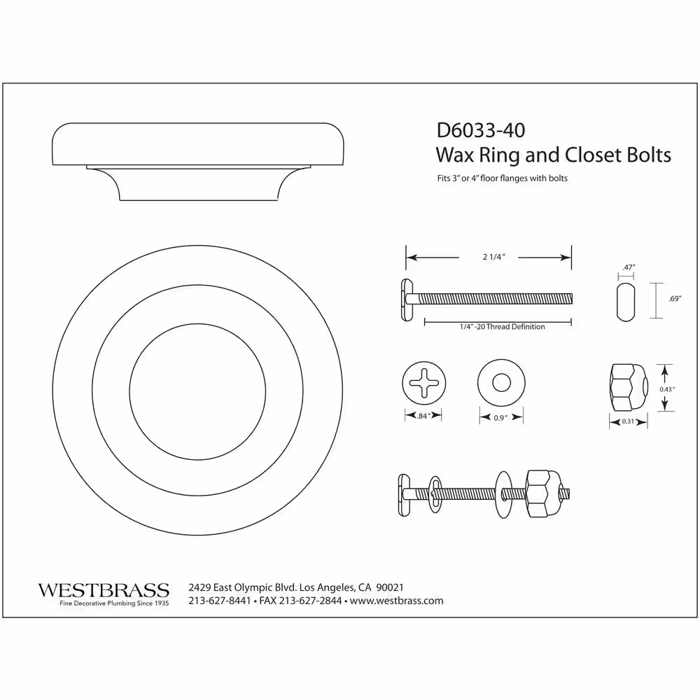 None Wax Ring and Bolts for Toilet Bowl