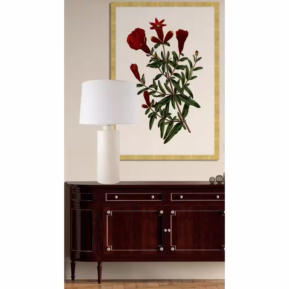 None Cylinder 28 in. Gloss White Indoor Table Lamp