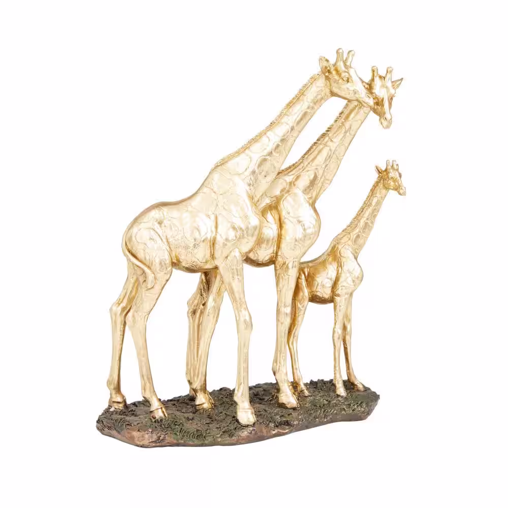 Litton Lane 12 in. x 10 in. Gold Polystone Glam Giraffe Sculpture