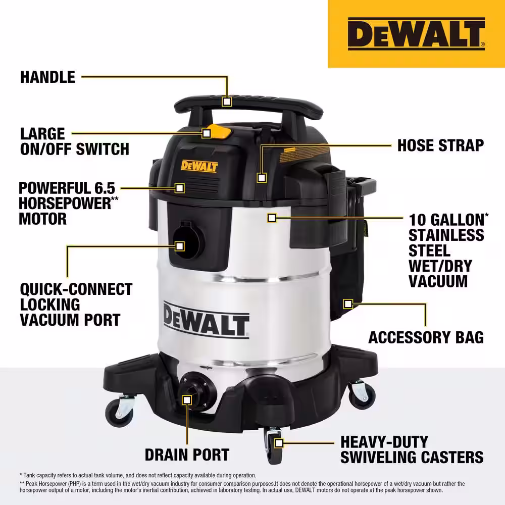 DEWALT 10 Gal. Stainless Steel Wet/Dry Vacuum