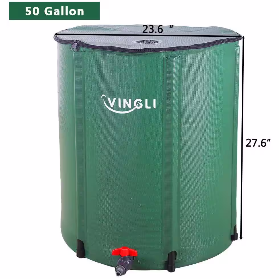 None 50 Gal. Collapsible Rain Barrel Portable Water Storage Tank Rainwater Collection