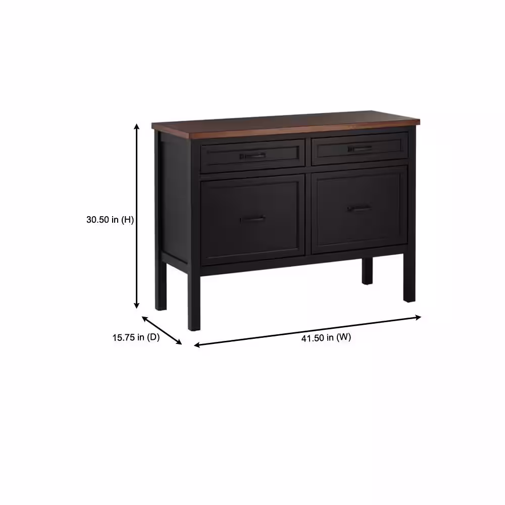 Home Decorators Collection Appleton 4 Drawer Black and Walnut Wood Lateral File Console (41.5 in. W x 30.5 in. H)