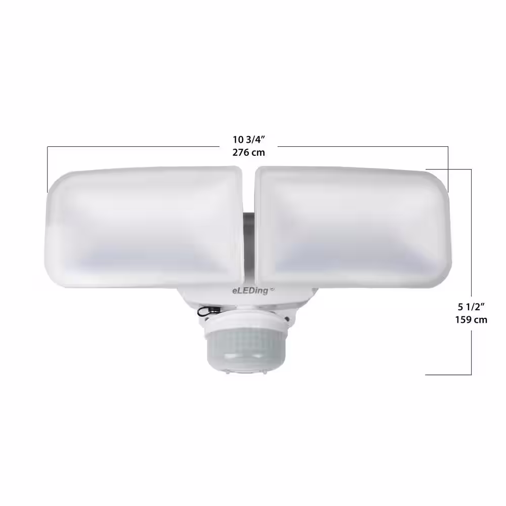 eLEDing 10-Watt White Solar Powered Dual Head Motion Activated Outdoor Integrated LED Flood Spot Light