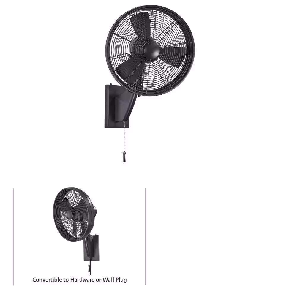 MINKA-AIRE Anywhere 15 in. Indoor/Outdoor Matte Black Wall Mount Fan