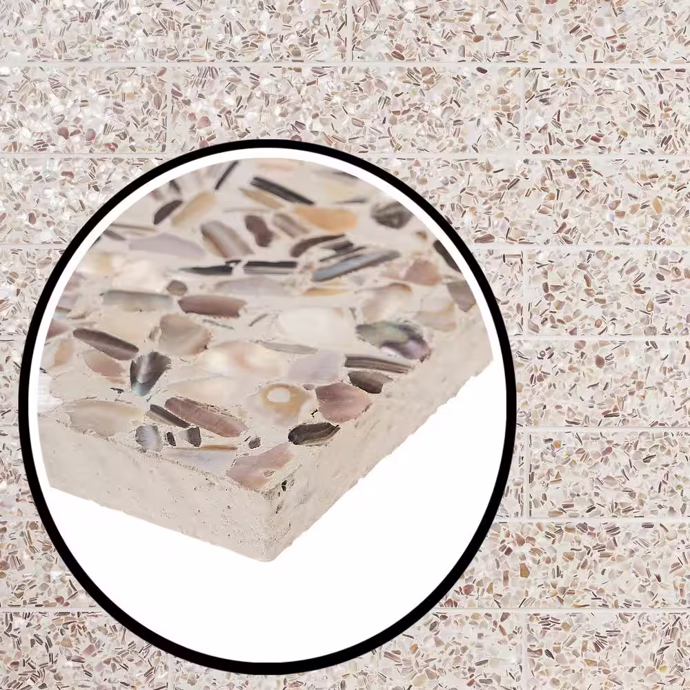 Ivy Hill Tile Shoal Cream Pearl 3 in. x 12 in. Polished Terrazzo Floor and Wall Subway Tile (6.29 Sq. Ft./Case)