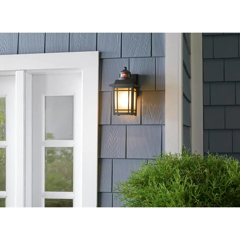 Home Decorators Collection Port Oxford 1-Light Oil Rubbed Chestnut Motion Sensing Outdoor Wall Mount Lantern