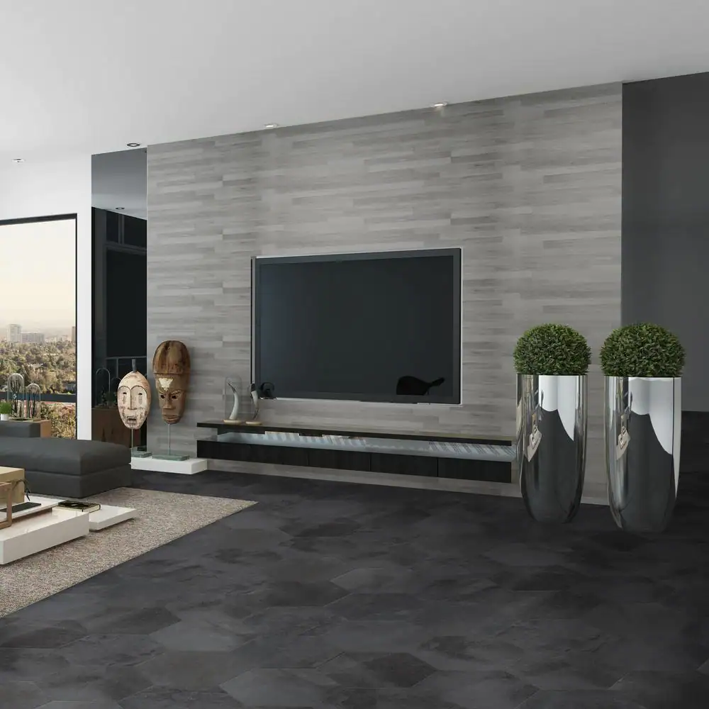 None Metro Charcoal Hexagon 14 in. x 16 in. Matte Glazed Porcelain Floor and Wall Tile (10.07 sq. ft. / Case)