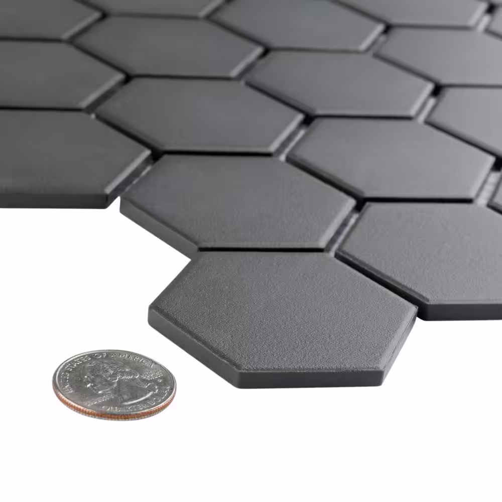 Merola Tile Gotham 2 in. Hex Black 11-1/8 in. x 12-5/8 in. Porcelain Mosaic Tile (10.0 sq. ft./Case)