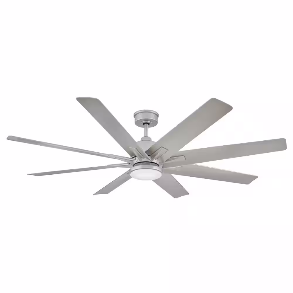 HINKLEY Concur 66.0 in. Indoor/Outdoor Integrated LED Brushed Nickel Ceiling Fan with Remote Control