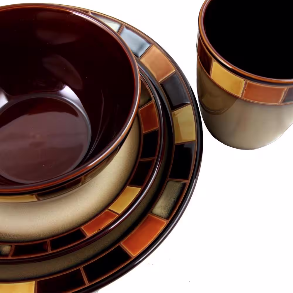 Gibson Casa Estebana 16-Piece Casual Beige Earthenware Dinnerware Set (Service for 4)