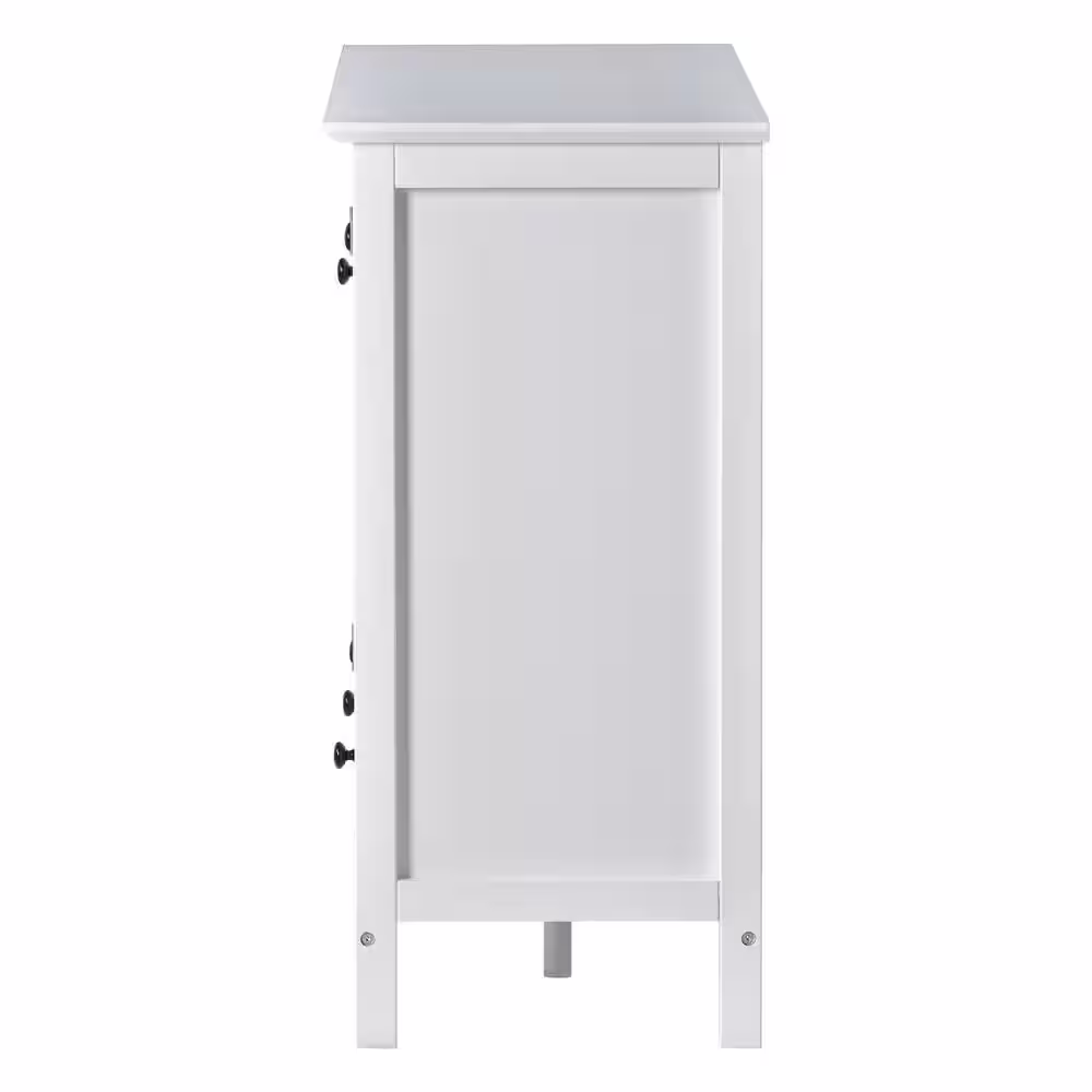 None 44.9 in. White Rectangle Wood Console Table with 3 Doors and Drawers