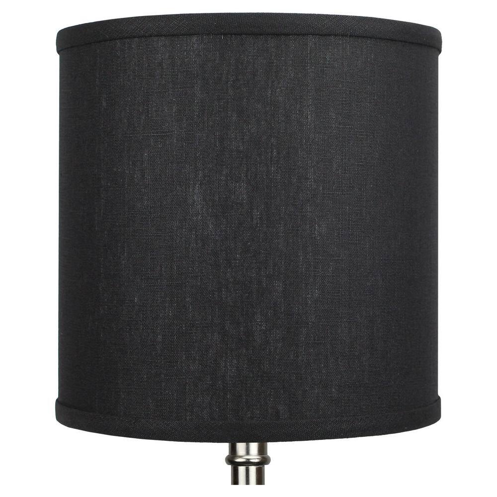 FenchelShades.com 10 in. Top Diameter x 10 in. H x 10 in. Bottom Diameter Designer Linen Black Drum Lamp Shade