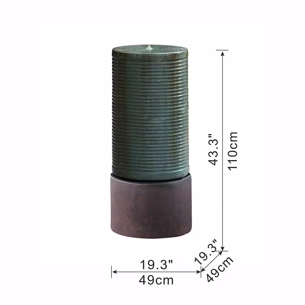 None 43 in. Tall Contemporary Outdoor Decoration 2-Tone Fountain Pillar Shape Cement Waterfall Water Feature