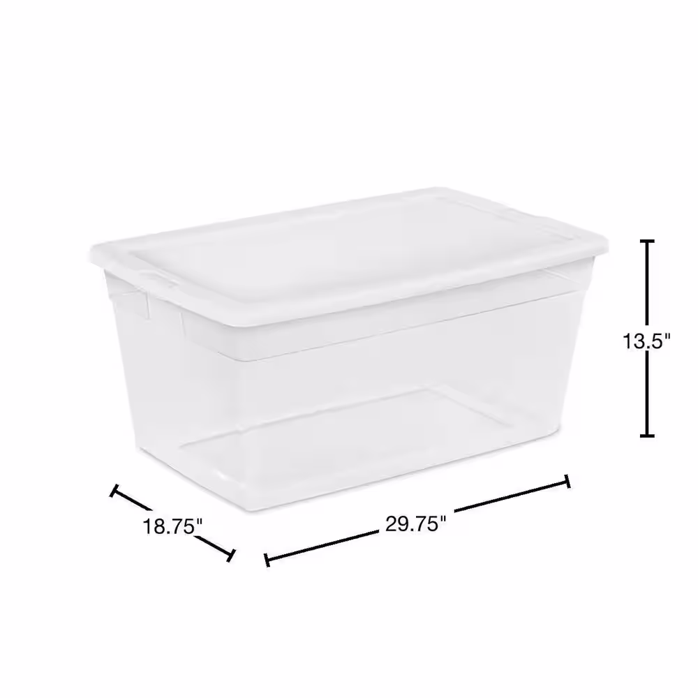 Sterilite 90 Qt. Storage Box with Clear Base and White Lid (4-Pack)