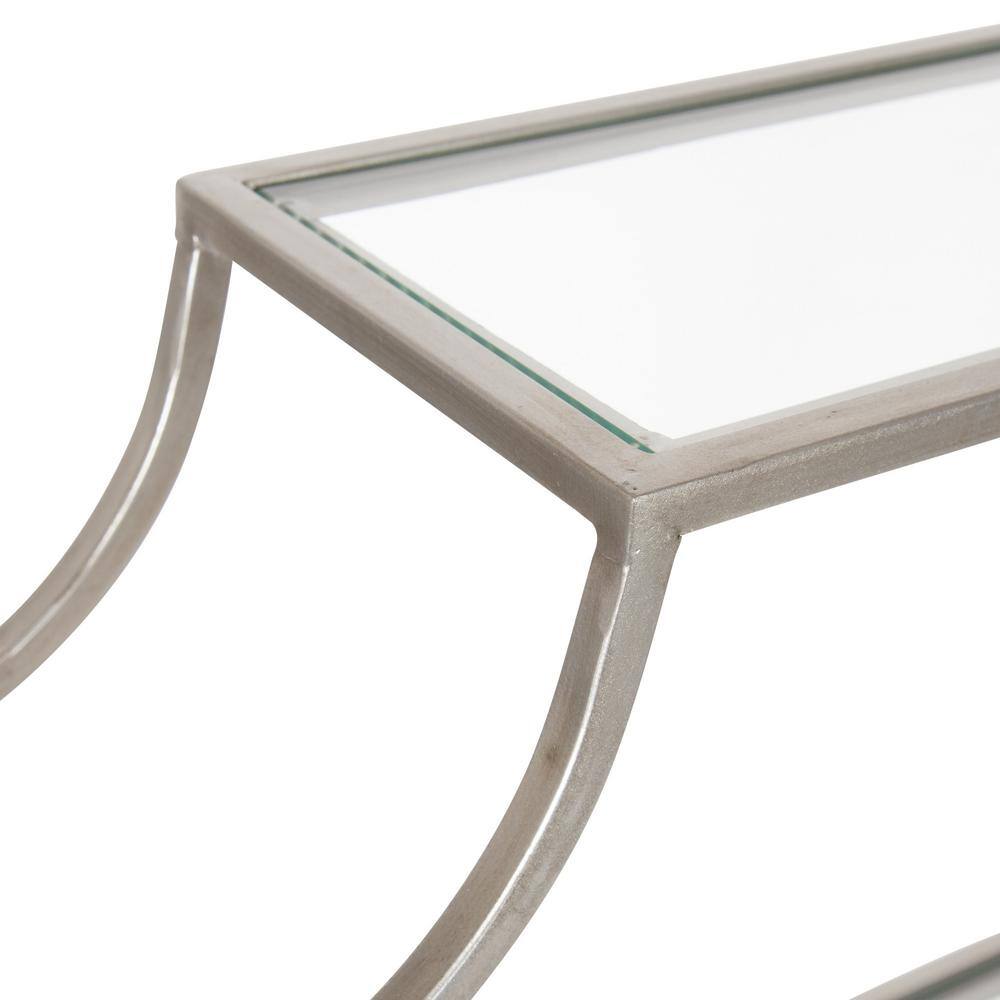 Kate and Laurel Ciel 6 in. x 18 in. x 24 in. Silver Metal Floating Decorative Wall Shelf Without Cubbies With Brackets