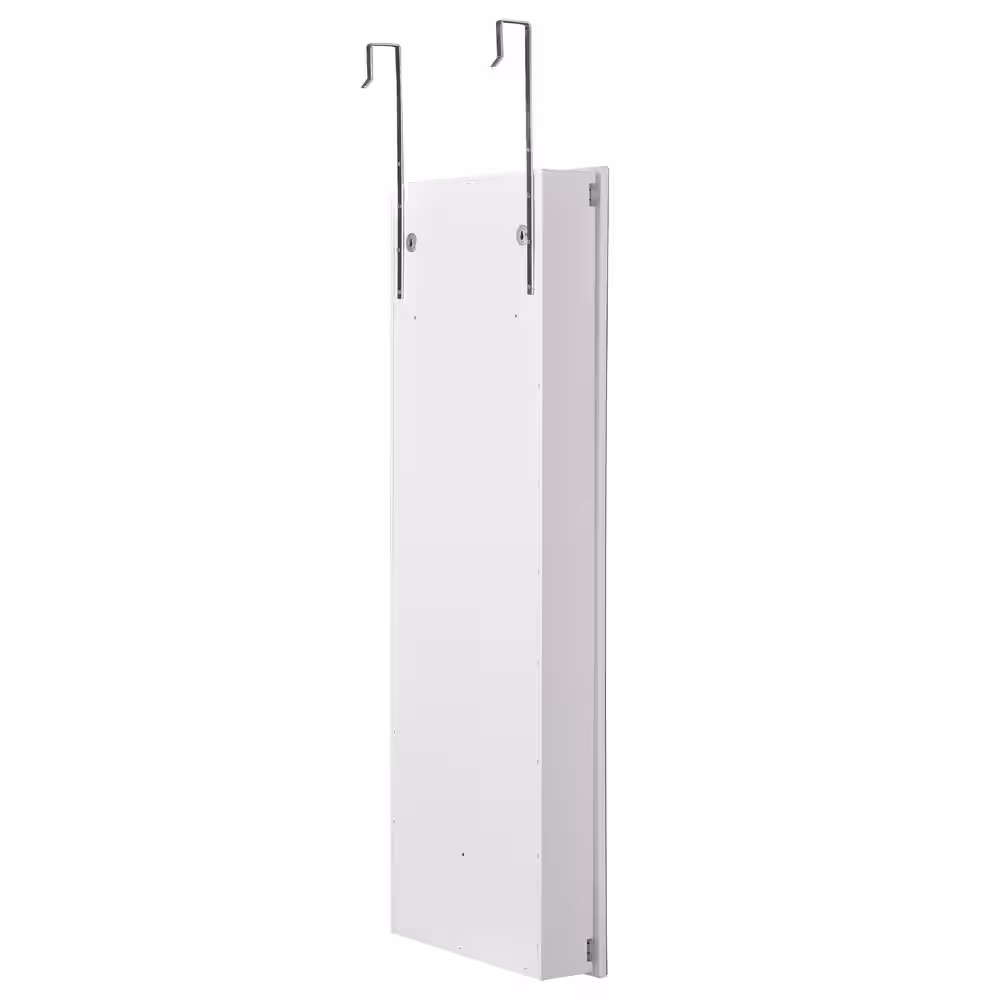 None Full-Length White Wood Jewelry Storage Cabinet with Slide Rail