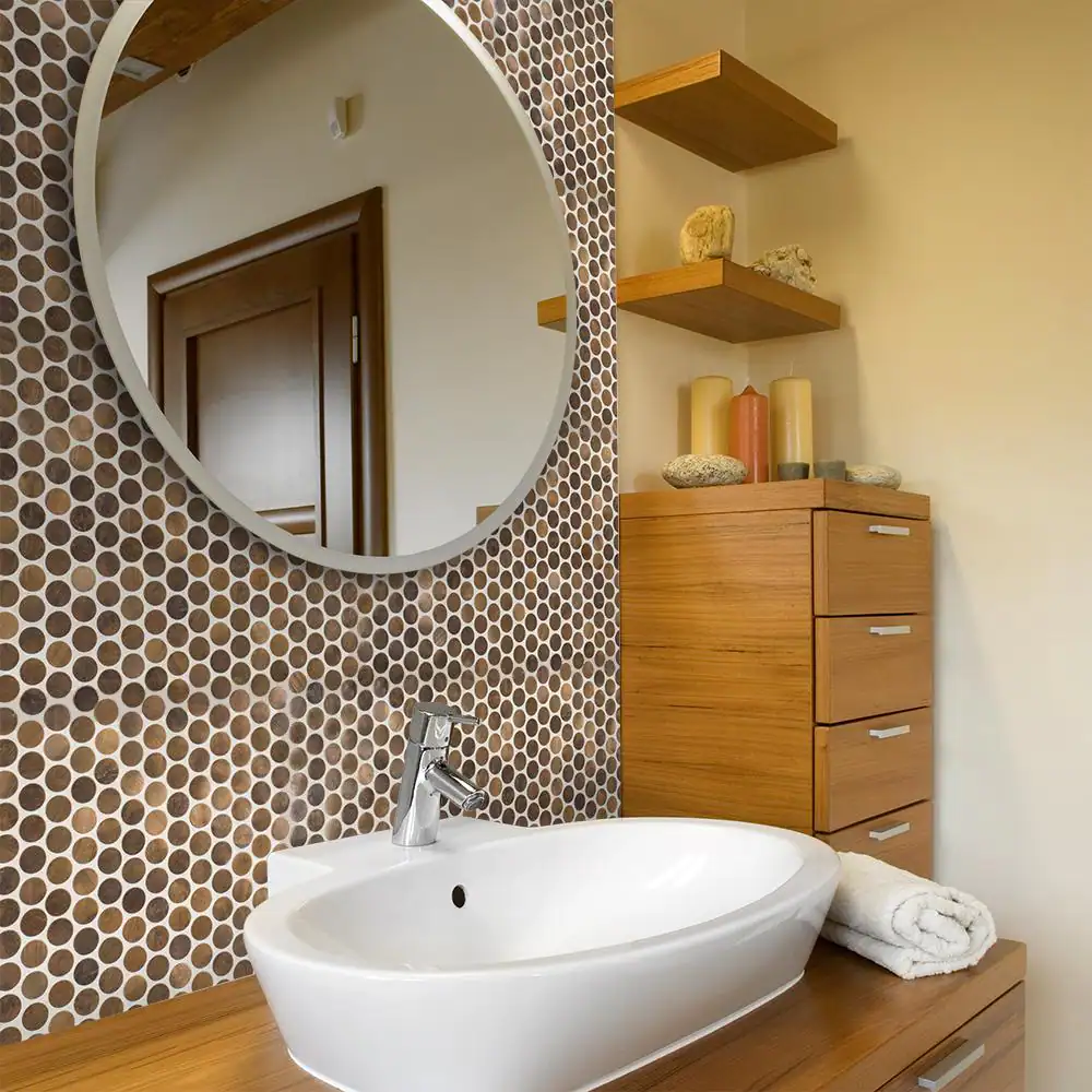 Jeffrey Court Copper Pennies Brown 11.875 in. x 11.625 in. Penny Round Brushed Metal Mosaic Tile (9.587 sq. ft./Case)