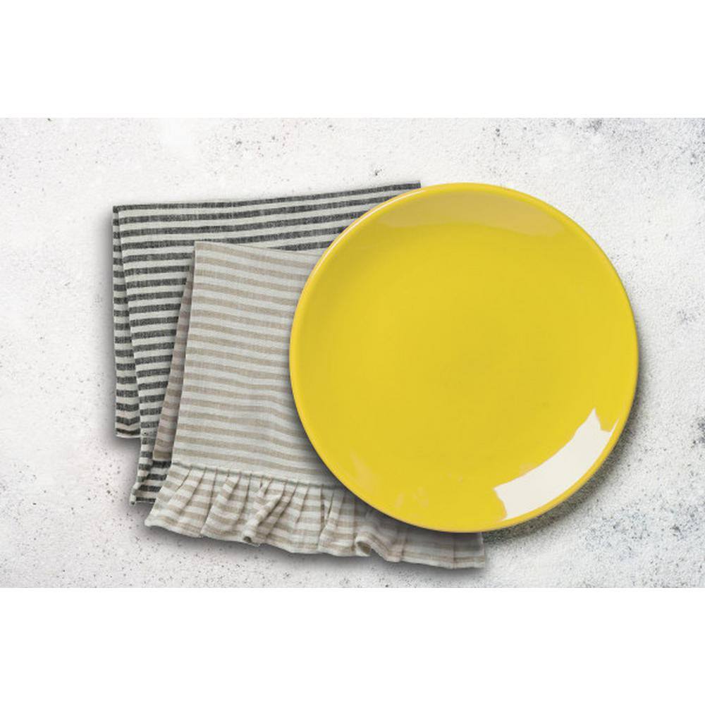 Storied Home Grey Striped Cotton Tea Towel (Set of 2)