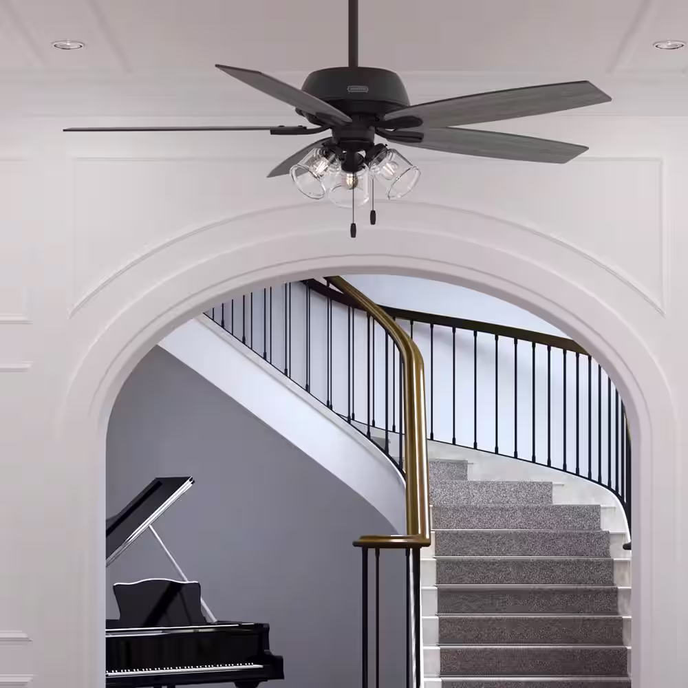 Hunter Dondra 60 in. Indoor Matte Black Ceiling Fan with Light Kit Included