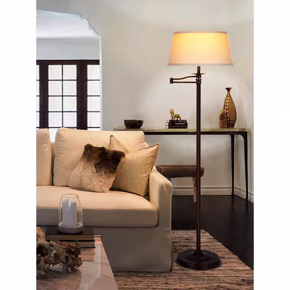 Brightech Caden 62 in. Bronze Industrial Style LED Swing Arm Floor Lamp