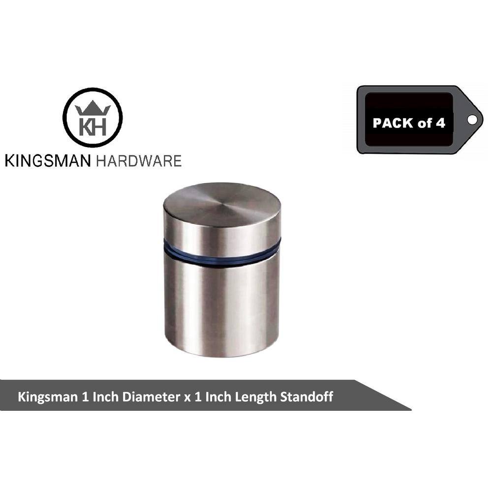 None 1 in. Dia x 1 in. L Stainless Steel Standoffs for Signs (4-Pack)