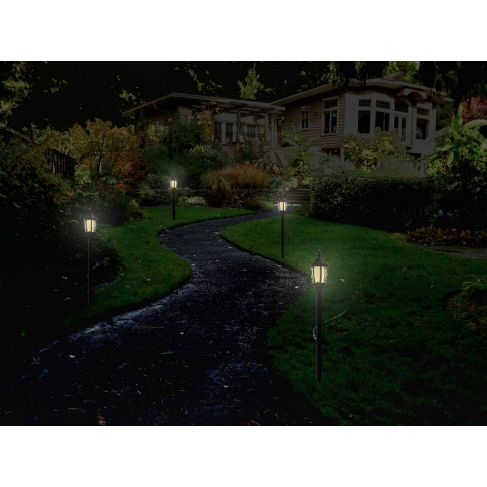 TECHKO Outdoor Solar Black Integrated LED Garden and Pathway Light - Flame or Still Light