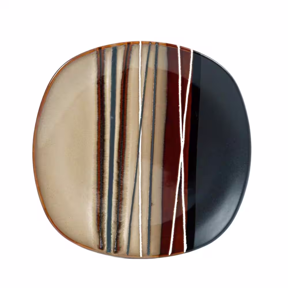 None Bazaar Brown 4-Piece 8.5 in. Soft Square Stoneware Salad Plate Set in Brown