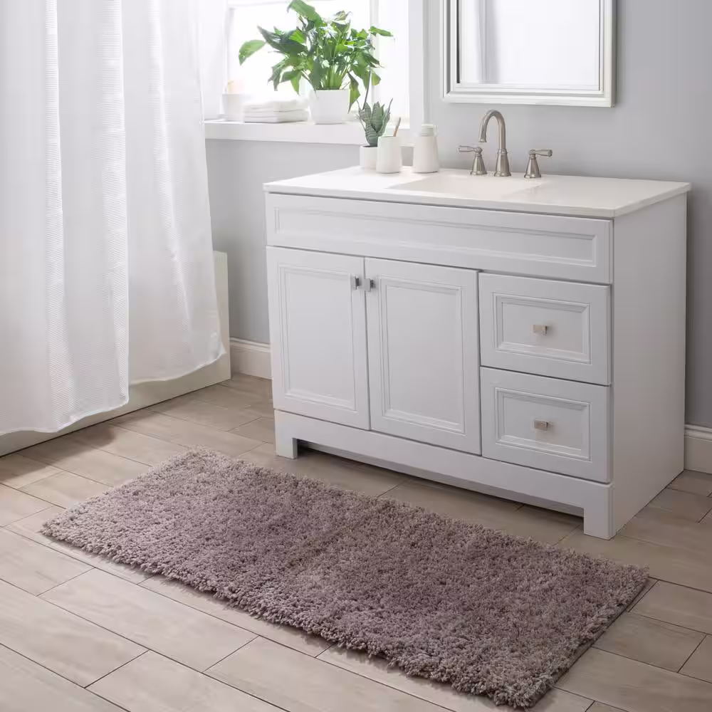 None Plush Bath Mat Handwoven 20 in. x 64 in. Gray