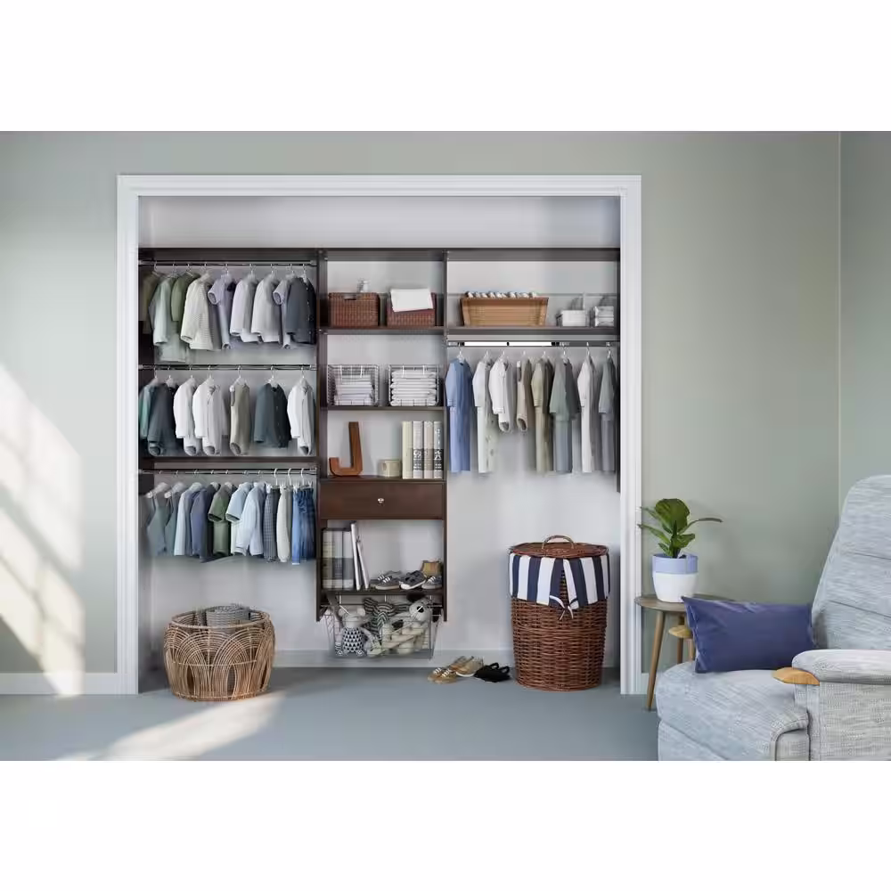 Closet Evolution 48 in. W - 96 in. W Espresso Kids Convertible Wood Closet System