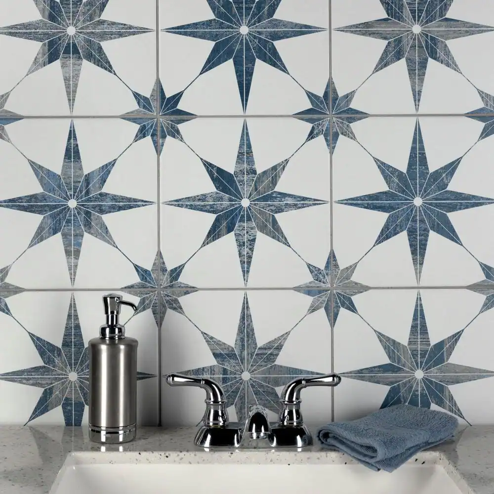 Merola Tile Cassis Stella Blue 9-3/4 in. x 9-3/4 in. Porcelain Floor and Wall Tile (10.88 sq. ft./Case)
