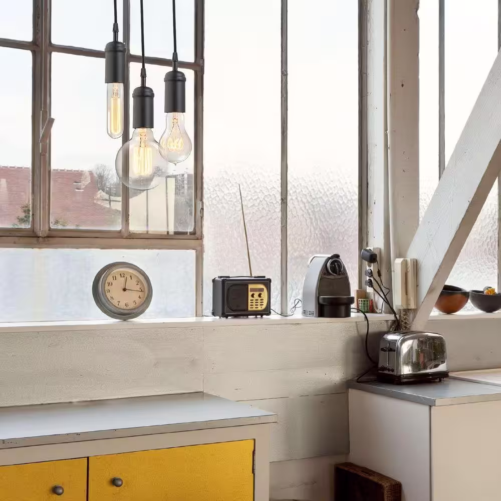 Globe Electric 1-Light Vintage Edison Matte Black Mini Pendant